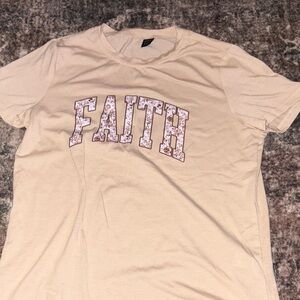 Cream Yellow T-Shirt with 'FAITH' Graphic
